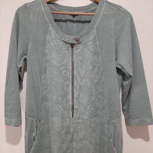 Sandwich boho embroidered coastal cowgirl cotton moto zipper casual midi dress